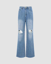 Sirius – Ausgestellte Jeans aus zerrissenem Denim